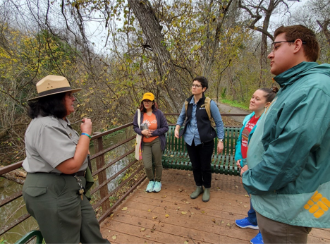 River Authority Staff speak with National Park Service Ranger