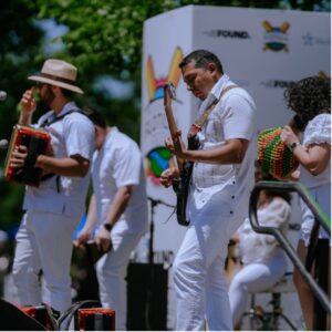 A band plays at Fiesta Flotilla event.