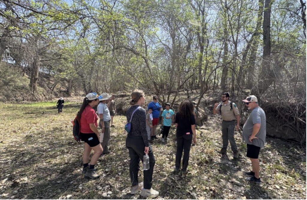 A group of people on a nature hike.