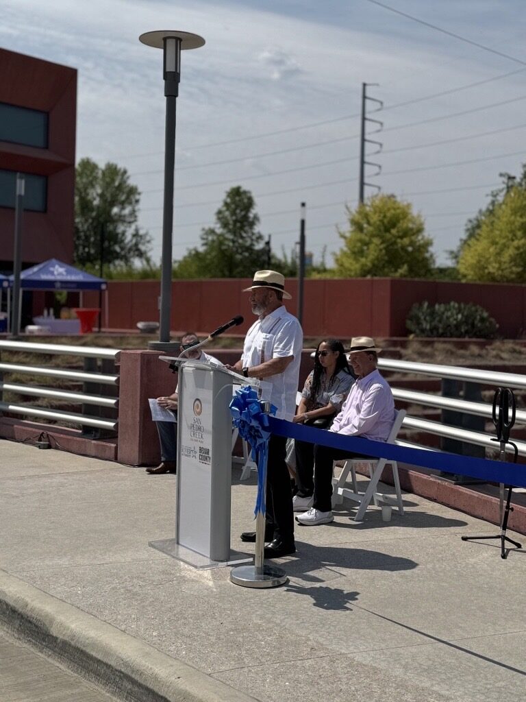 Jim Campbell addresses Press Conference during San Pedro Creek Culture Park's Grand Finale Event