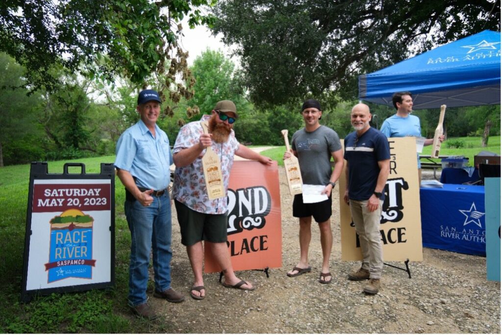 Dominic Carvajal and Derek Gaudlitz pose with Race the River SASPAMCO winners