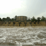 High water along flood gate