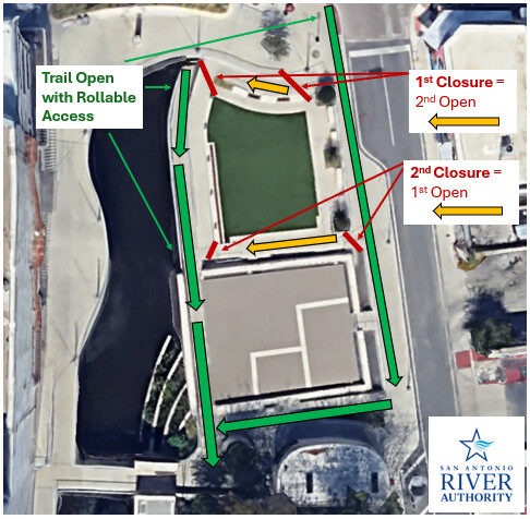 Closed areas around San Pedro Creek Culture Park