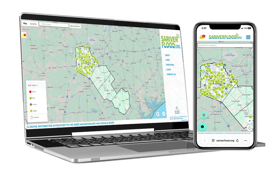 SARiverFlood.org laptop and phone graphic
