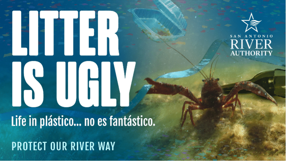 Life in plástico… no es fantástico. Plastic litter harms river wildlife and ruins the Fiesta magic.
