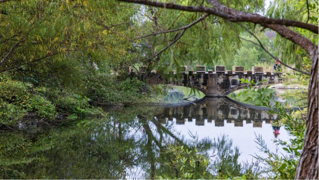 A bridge over a river at the Mission Reach area