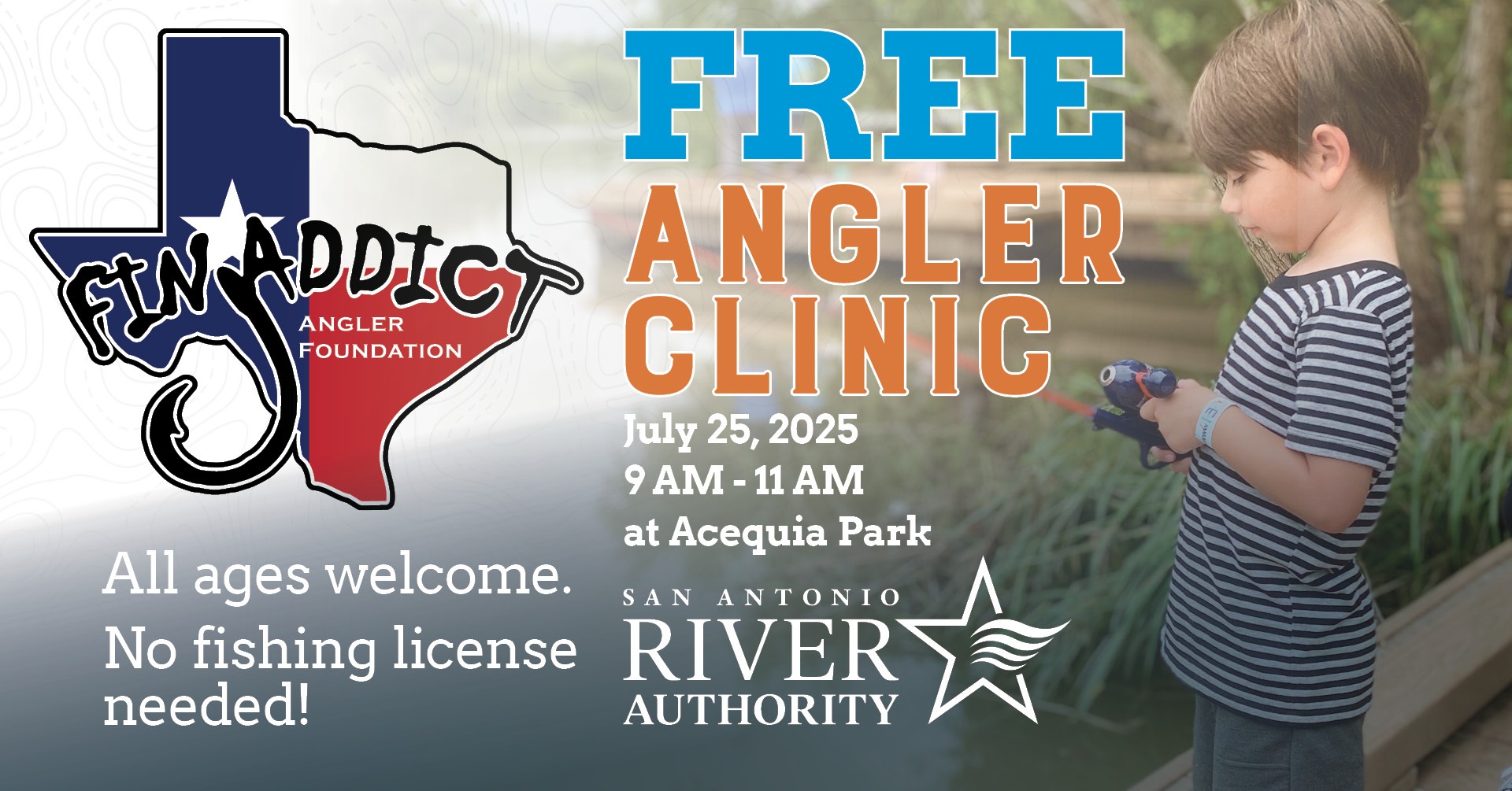 Fin Addict Free Fishing Clinic Promotional Graphic