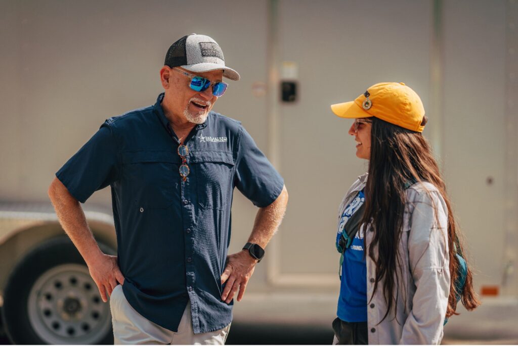 Dominic Carvajal and Lisa Cervantes talking
